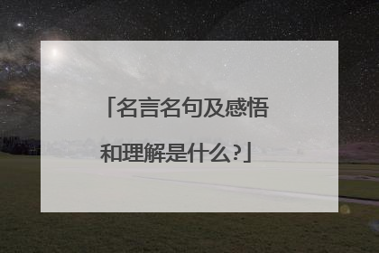 名言名句及感悟和理解是什么?