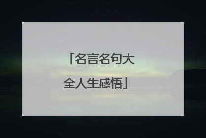 名言名句大全人生感悟