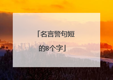 名言警句短的8个字