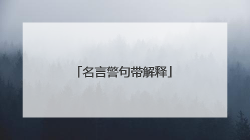 名言警句带解释