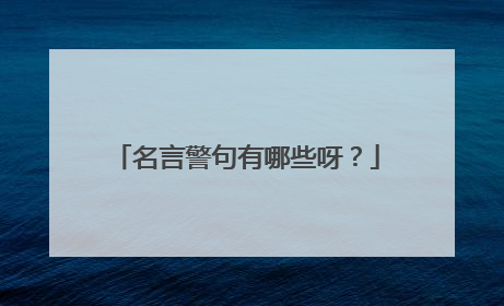 名言警句有哪些呀?