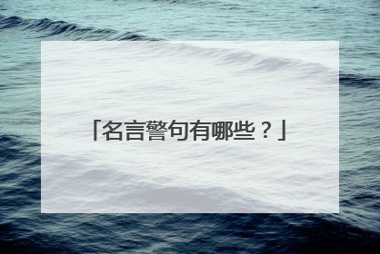 名言警句有哪些?