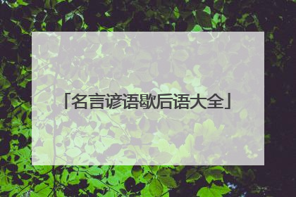 名言谚语歇后语大全