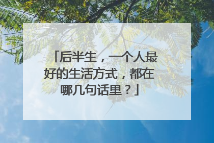 后半生,一个人最好的生活方式,都在哪几句话里?