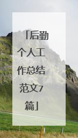 后勤个人工作总结范文7篇