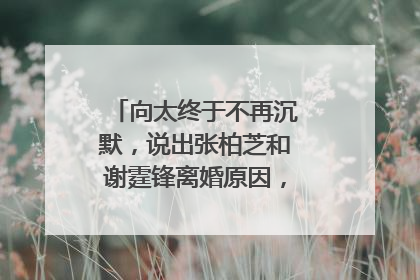 向太终于不再沉默,说出张柏芝和谢霆锋离婚原因,真相是什么呢?