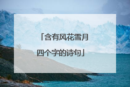 含有风花雪月四个字的诗句
