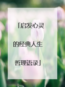 启发心灵的经典人生哲理语录