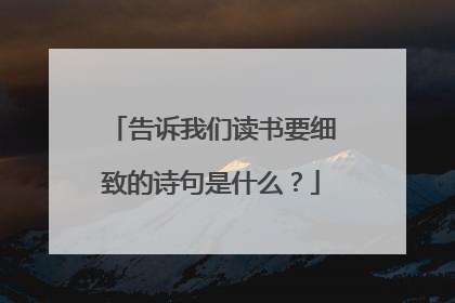告诉我们读书要细致的诗句是什么?