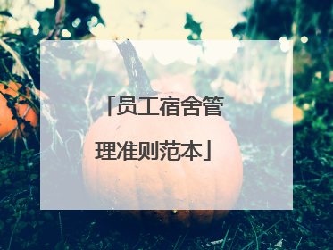 员工宿舍管理准则范本