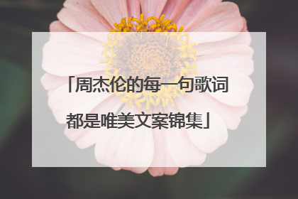 周杰伦的每一句歌词都是唯美文案锦集