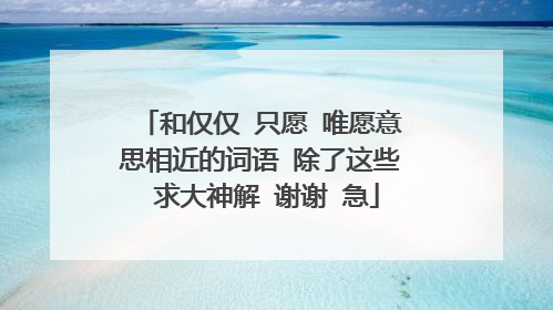 和仅仅 只愿 唯愿意思相近的词语 除了这些 求大神解 谢谢 急