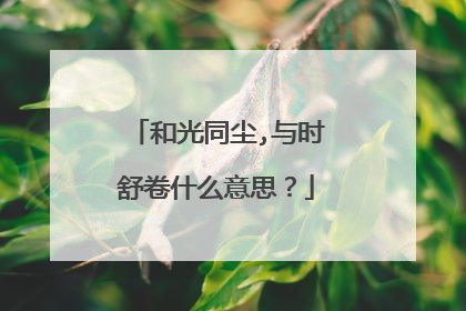 和光同尘,与时舒卷什么意思？