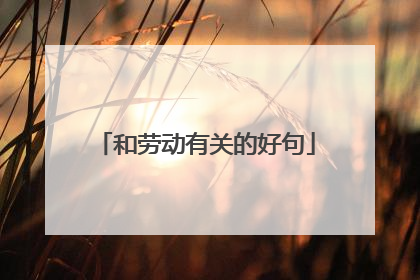 和劳动有关的好句