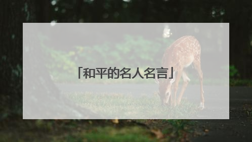 和平的名人名言