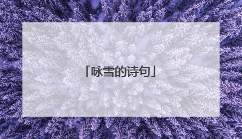 咏雪的诗句
