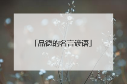 品德的名言谚语