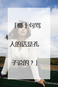 哪十句骂人的话是孔子说的？