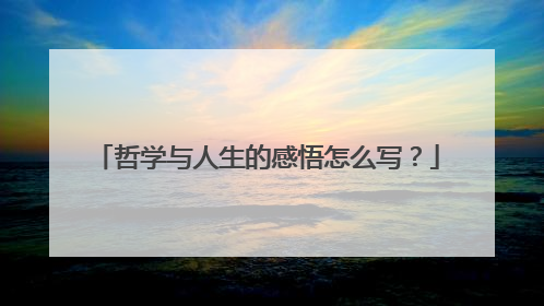 哲学与人生的感悟怎么写?