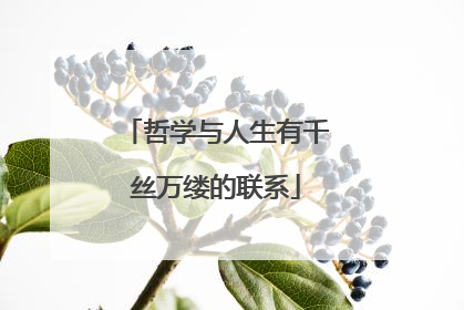 哲学与人生有千丝万缕的联系