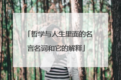 哲学与人生里面的名言名词和它的解释