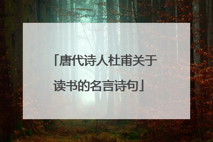 唐代诗人杜甫关于读书的名言诗句