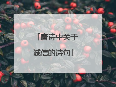 唐诗中关于诚信的诗句