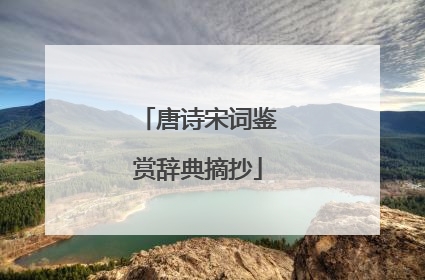 唐诗宋词鉴赏辞典摘抄