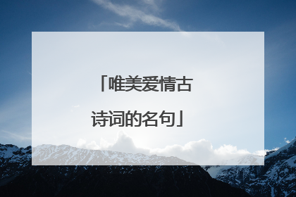 唯美爱情古诗词的名句