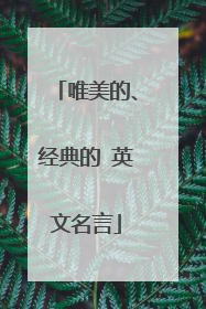 唯美的、经典的 英文名言
