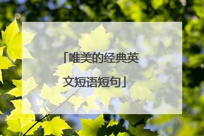 唯美的经典英文短语短句