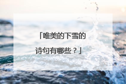 唯美的下雪的诗句有哪些?