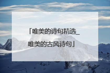 唯美的诗句精选_唯美的古风诗句