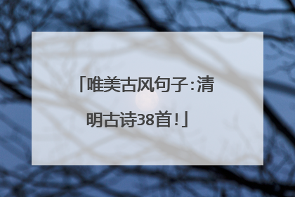 唯美古风句子:清明古诗38首!
