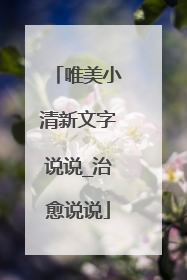 唯美小清新文字说说_治愈说说