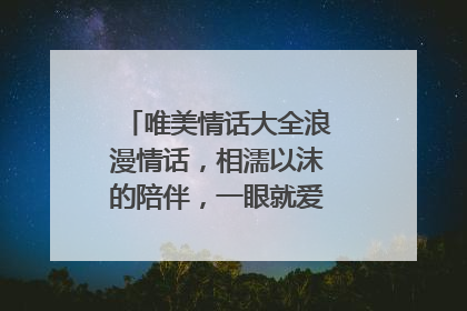 唯美情话大全浪漫情话，相濡以沫的陪伴，一眼就爱上的人、总是舍