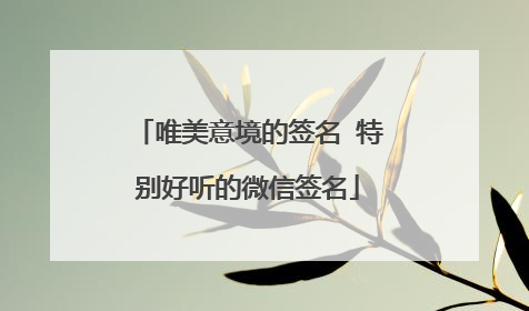 唯美意境的签名 特别好听的微信签名