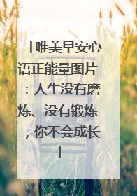 唯美早安心语正能量图片:人生没有磨炼、没有锻炼,你不会成长