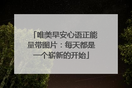 唯美早安心语正能量带图片:每天都是一个崭新的开始