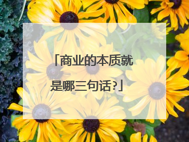 商业的本质就是哪三句话?