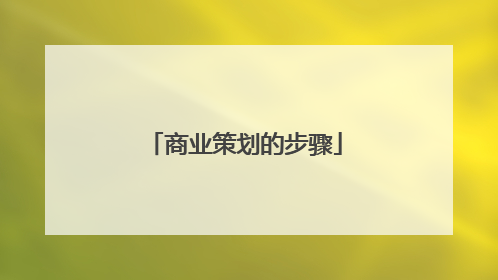 商业策划的步骤