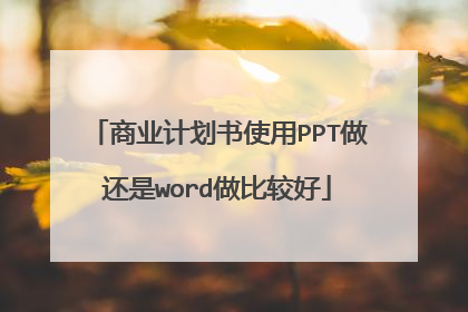 商业计划书使用PPT做还是word做比较好