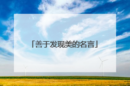 善于发现美的名言