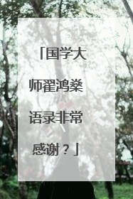 国学大师翟鸿燊语录非常感谢?