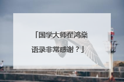 国学大师翟鸿燊语录非常感谢?