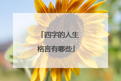 四字的人生格言有哪些