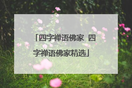 四字禅语佛家 四字禅语佛家精选