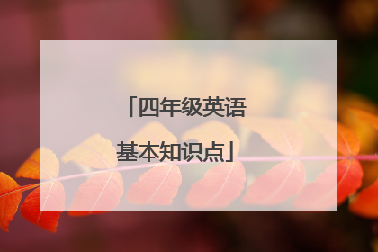 四年级英语基本知识点