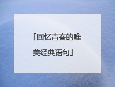 回忆青春的唯美经典语句