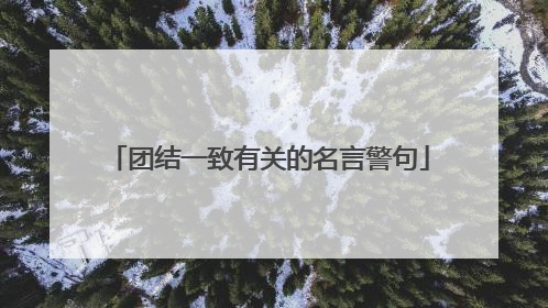 团结一致有关的名言警句